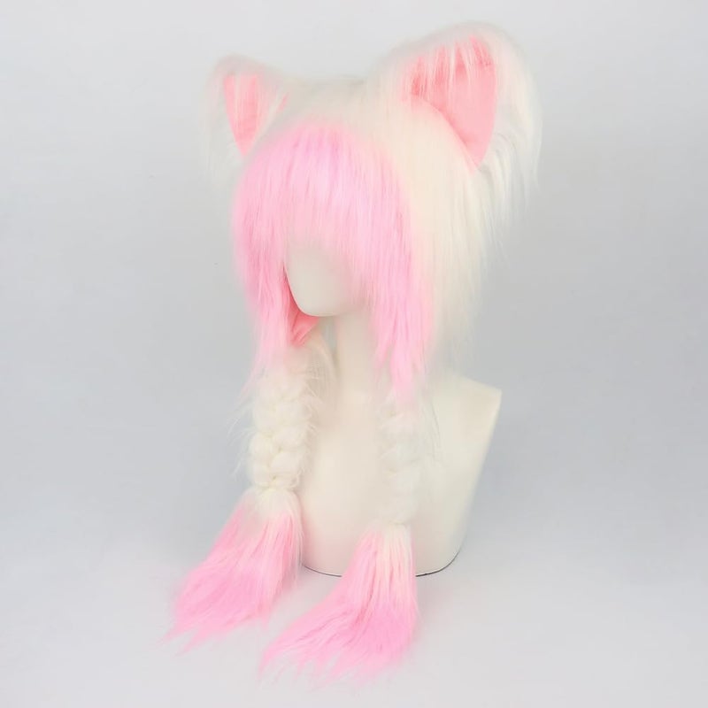 JUNBOON Cute Plush Cat Hat Fluffy Ear Headwear Winter Warm Earmuffs Head Mask Halloween Cosplay Accessory - Image 4